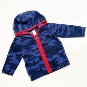 Carter's baby boys blue camouflage fleece zip up jacket with hood